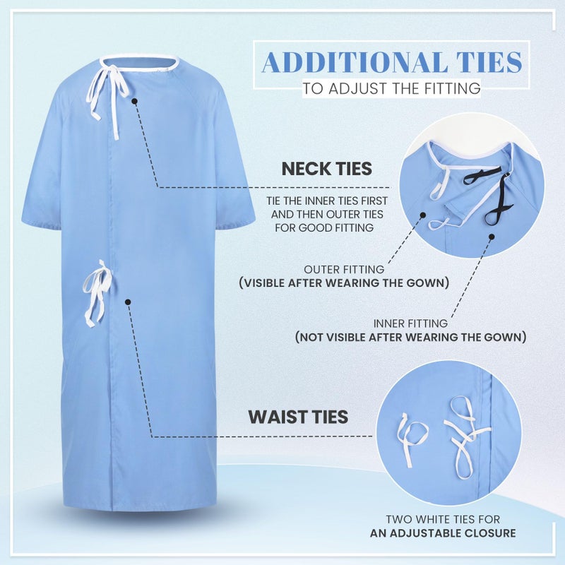 Utopia Care Men's Hospital Gown Soft and Comfortable Patient Gown Medium-Large Ciel Blue - Image 1