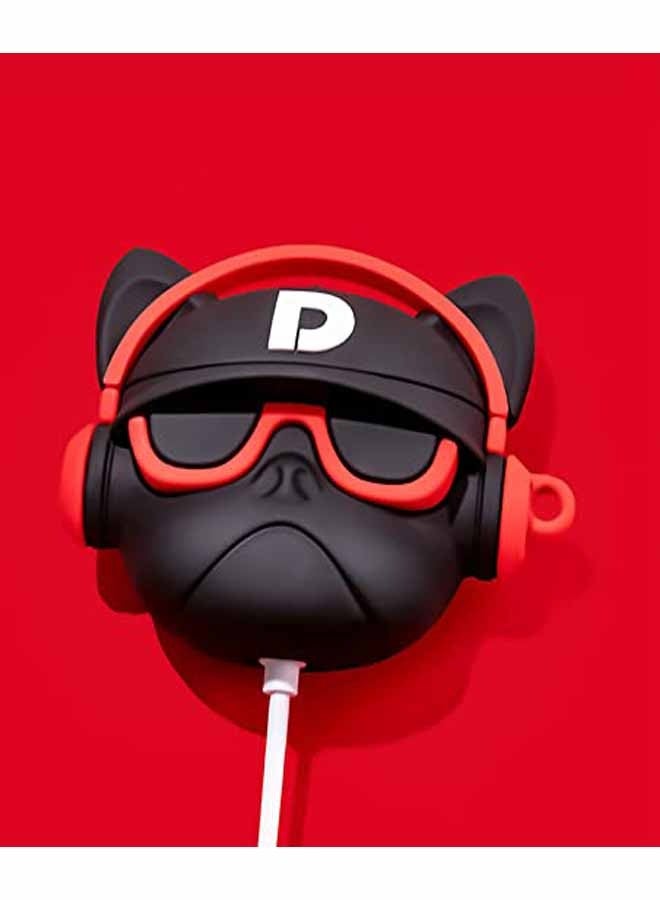 Cute 3D Bulldog Fashion Character Silicone Cases Compatible with AirPods Pro Case Cover New 3D Design Shockproof Protective Case for Airpod Pro Case【 AIRPOD NOT Included】-Bulldog D Black Red - Image 2