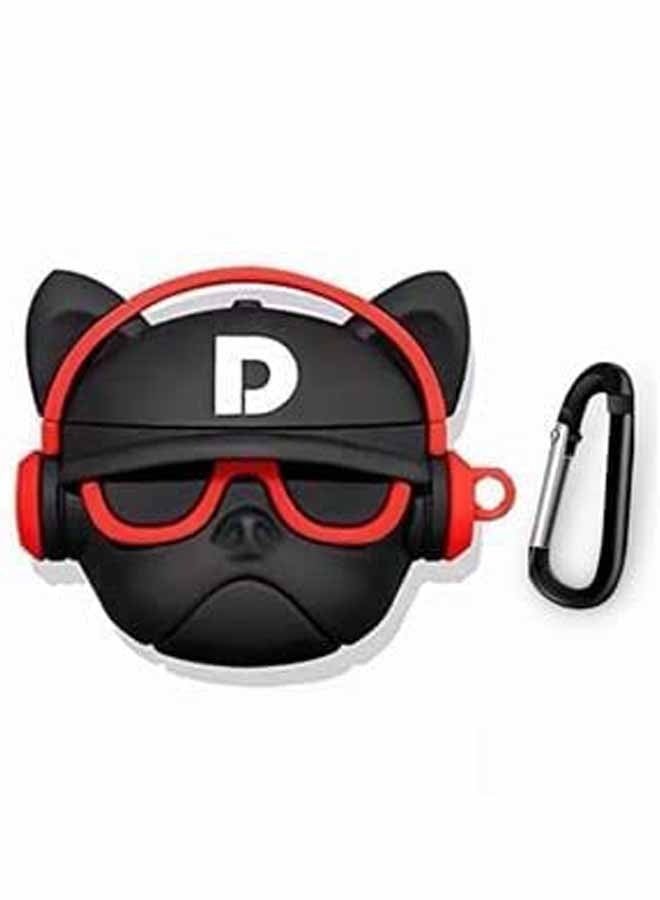 Cute 3D Bulldog Fashion Character Silicone Cases Compatible with AirPods Pro Case Cover New 3D Design Shockproof Protective Case for Airpod Pro Case【 AIRPOD NOT Included】-Bulldog D Black Red - Image 1