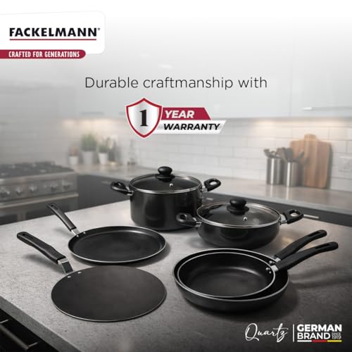 FACKELMANN Quartz Nonstick Kadai w Glass Lid 26Cm | Greblon German Technology | Non-Toxic PFOA & BPA-Free | Induction Base - All Stoves | Anti-Scratch, Cool Handle, Even Heating - Image 5