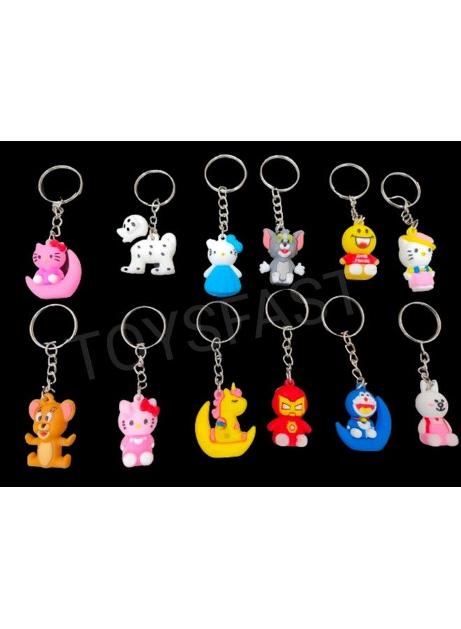 TOYSFAST ( 24 Pcs Keychain For Kids Return Gifts Metal Keychain Rubber Keychain, Cartoon Keychain For Bikes And Cars Key Ring Hook Holder Car(A74),Multi-Coloured - Image 3