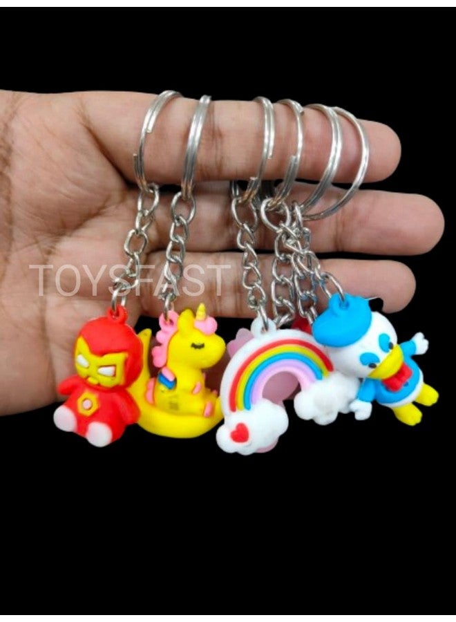 TOYSFAST ( 24 Pcs Keychain For Kids Return Gifts Metal Keychain Rubber Keychain, Cartoon Keychain For Bikes And Cars Key Ring Hook Holder Car(A74),Multi-Coloured - Image 4