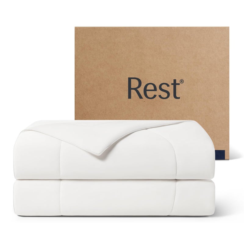RESTÂ® EvercoolÂ® Cooling Comforter, Twin/Twin XL, Blanket for Hot Sleepers, All Season Bedding to Keep Cool for Night Sweats, Breathable Lightweight Blanket, 68"x90" Inches, Arctic White - Image 1