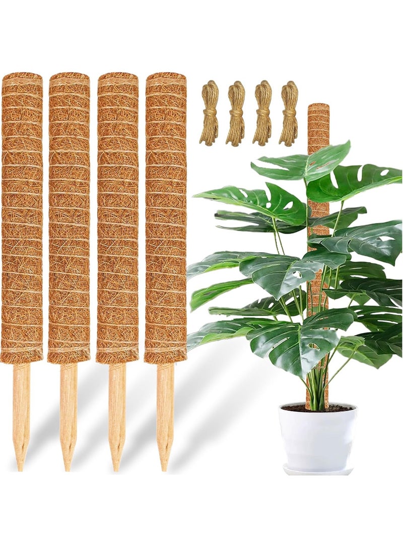 MileMelo 16 Inch Moss Pole, 4 Pcs Stackable Totem Pole Plant Support, Plant Support Stick for Indoor Plants Climbing Plants Monstera, Sphagnum, Pothos - Image 1