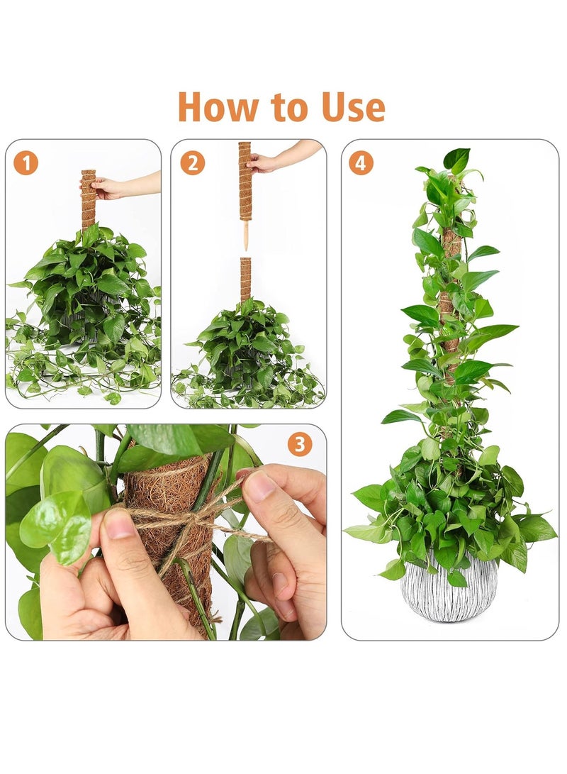 MileMelo 16 Inch Moss Pole, 4 Pcs Stackable Totem Pole Plant Support, Plant Support Stick for Indoor Plants Climbing Plants Monstera, Sphagnum, Pothos - Image 5