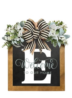 Y&D Welcome Sign Creative Bowknot Letter Wreath In Front Of The Door Outdoor Decoration Props For The Courtyard 30x35CM  - Image 1