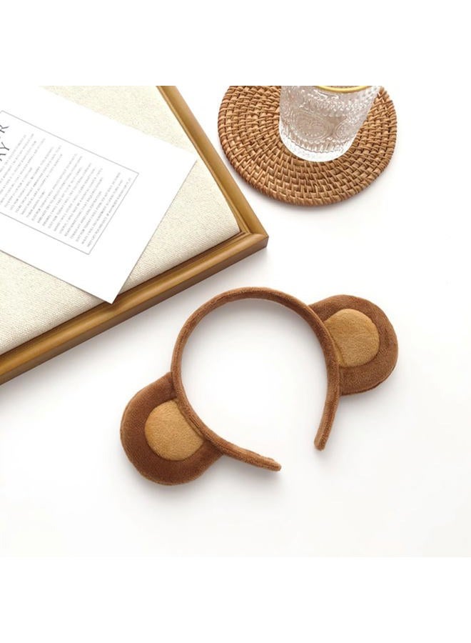 Lady Cute Monkey Ear Headband Brown Girl Cartoon Hair Accessories Photography Festival Funny Props Hair Clip Animal Ears Hair Band - Image 2