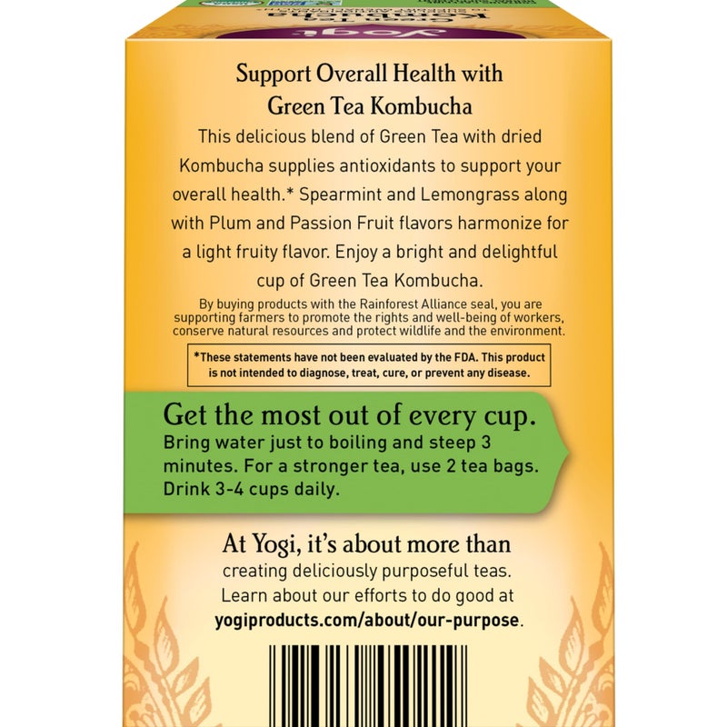 Yogi Tea Green Kombucha Tea - 16 Bags per Pack (4 Packs) - Organic - With Kombucha to Support Overall Health - Includes Lemongrass, Spearmint Leaf & More - Image 2
