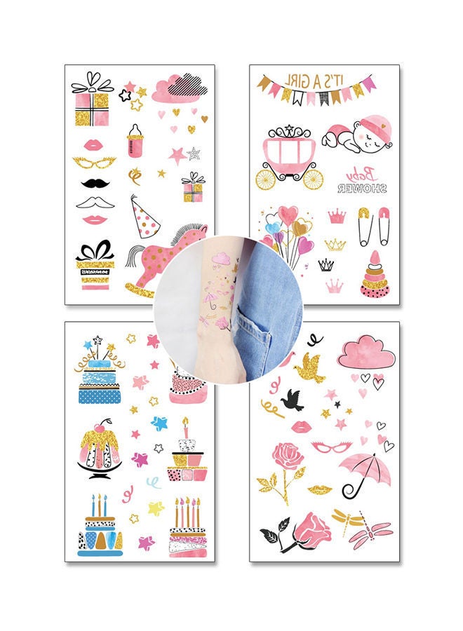 نيبمينينت مجموعة ملصق تاتو بتصميم كرتوني من 4 قطع 12x7.5سنتيمتر - Image 2