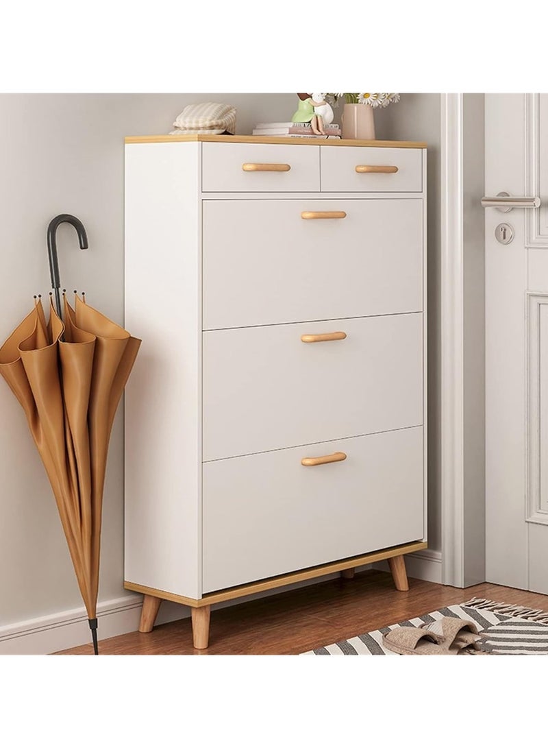 DubaiGallery Shoe Cabinet for Entryway, White Narrow Shoe Storage Cabinet Flip Down Shoe Rack Wood Shoe Organizer for Home and Apartment - Image 2