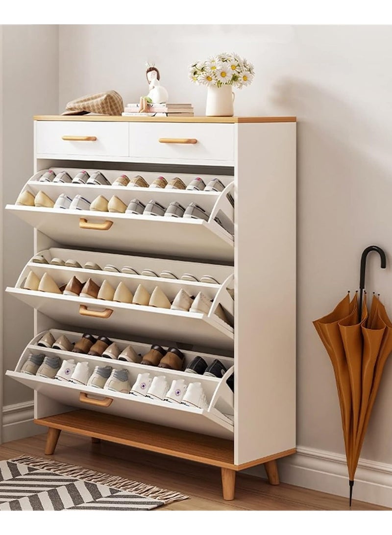 DubaiGallery Shoe Cabinet for Entryway, White Narrow Shoe Storage Cabinet Flip Down Shoe Rack Wood Shoe Organizer for Home and Apartment - Image 3