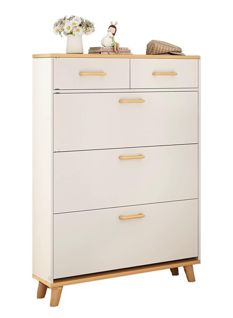 DubaiGallery Shoe Cabinet for Entryway, White Narrow Shoe Storage Cabinet Flip Down Shoe Rack Wood Shoe Organizer for Home and Apartment - Image 4