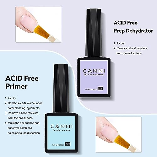 CANNI 2Pcs Acid Free Nail Dehydrator and Primer Set Air Dry Nail Primer Predehydrator Nail Bond Gel Manicure Kit DIY at Home Salon Gifts - Image 3