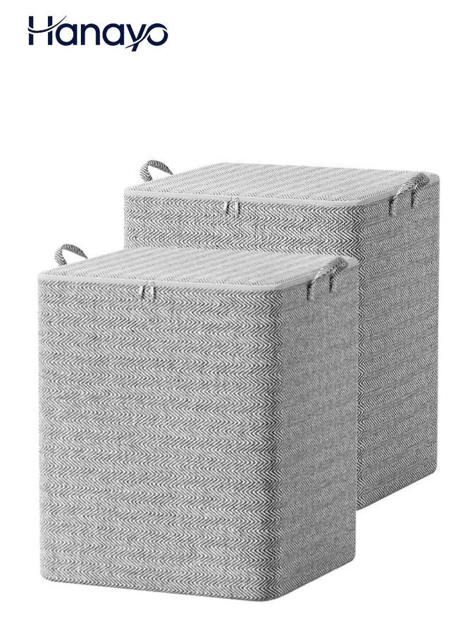 Hanayo 2 Pcs Storage Bags Dust Proof Foldable Closet Organizers Storage Containers with Handle Storage Containers for Bedding Comforters(Grey) - Image 1
