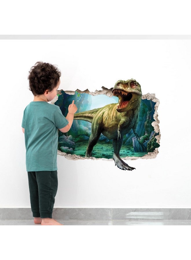 Supzone Large 3D Broken Dinosaur Wall Decals for Boys Room, Break Through The Wall Vinyl Wall Sticker for for Kids Bedroom Nursery Playroom Classroom - Image 3