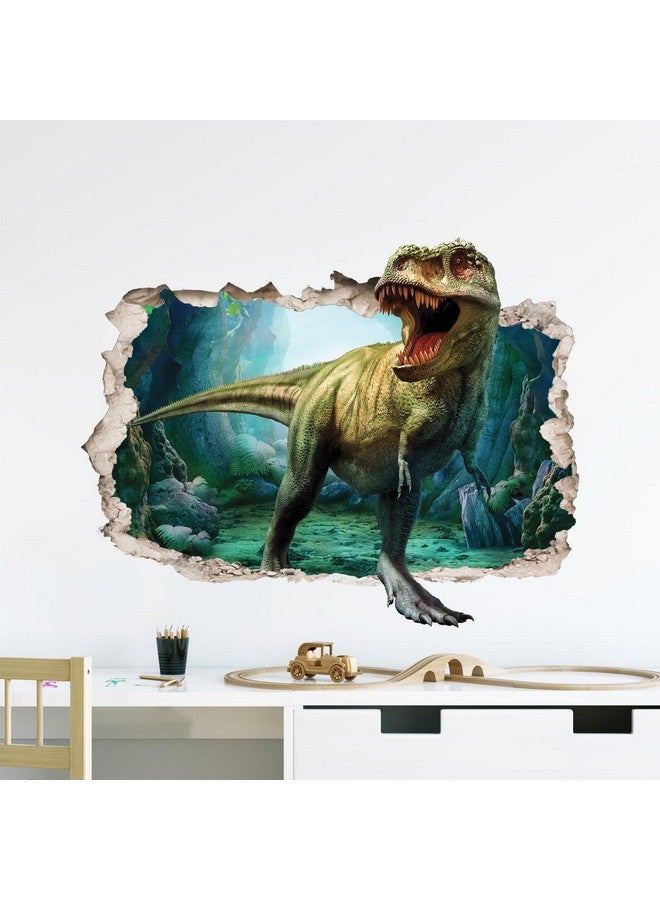 Supzone Large 3D Broken Dinosaur Wall Decals for Boys Room, Break Through The Wall Vinyl Wall Sticker for for Kids Bedroom Nursery Playroom Classroom - Image 1