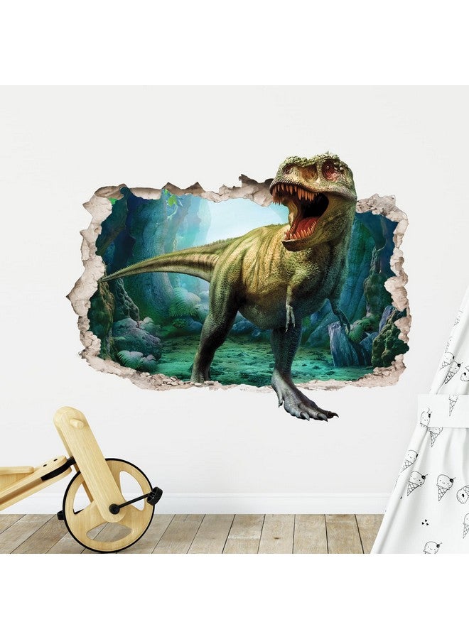 Supzone Large 3D Broken Dinosaur Wall Decals for Boys Room, Break Through The Wall Vinyl Wall Sticker for for Kids Bedroom Nursery Playroom Classroom - Image 2