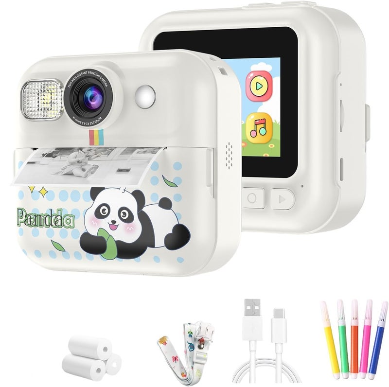 CASON Instant Camera for Kids with Print,1080P HD Instant Photo Camera with Games,3 Print Rolls,Fun Filters for Creativity for 5-15 Years Kids Upto 32GB (Panda) - Image 1