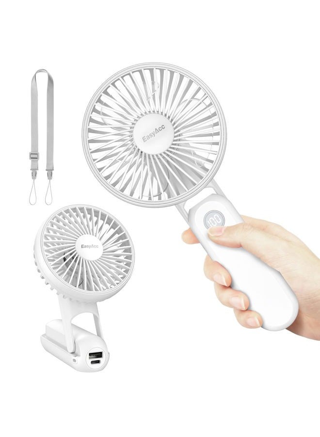 EasyAcc Portable HandHeld Fan, 5000mAh 32H Rechargable Personal Fan, 5 Speed Powerful & Ultra Quiet USB C Small Desk Fan, 180° Foldable Cooling Fan&PowerBank for Office Home Travel - Image 1