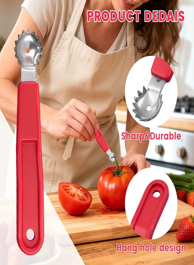 KCMOSGI 5 Pcs Tomato Corer Tool Strawberry Huller Stem Remover, Handle with hole, Stainless Steel, Fruit Corer Tool for Tomato Strawberry - Image 3