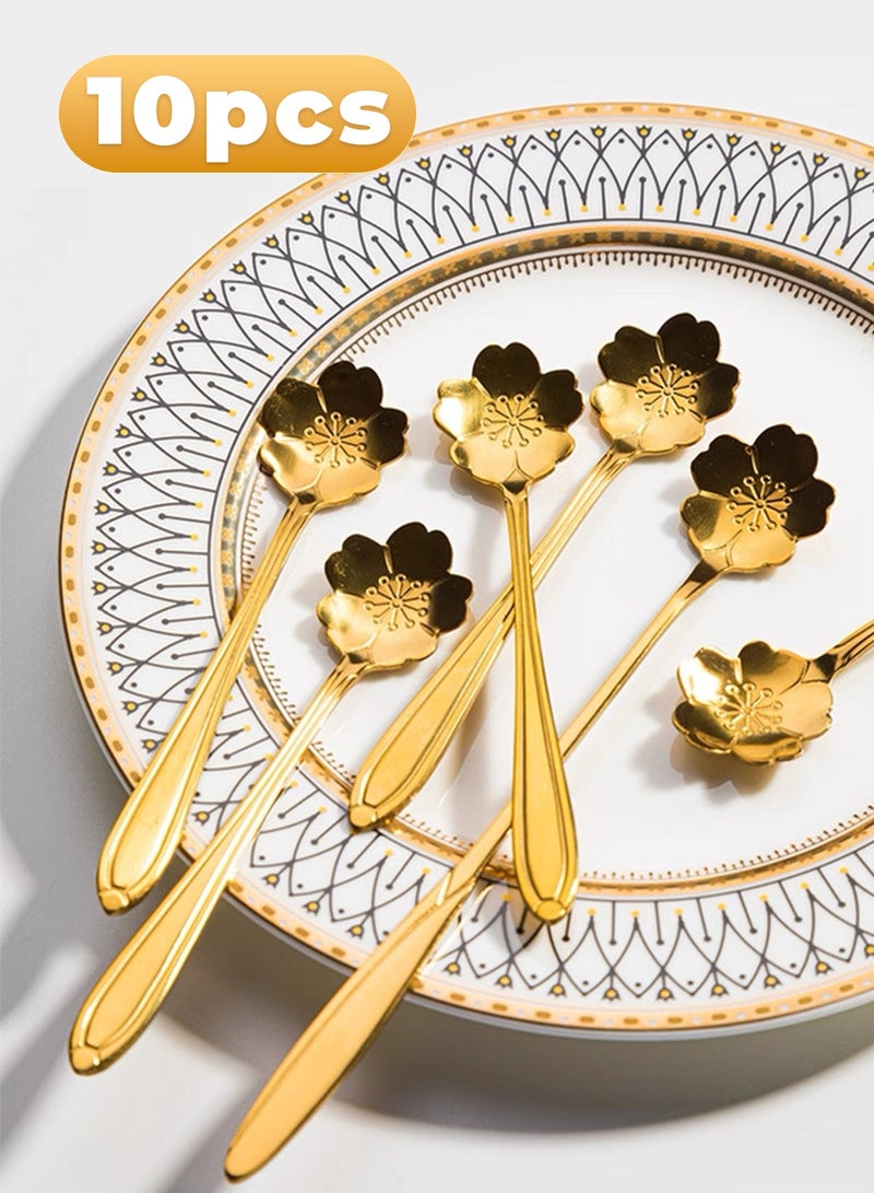 10-Piece Stainless Steel Coffee Spoon Set (Gold) - Image 1