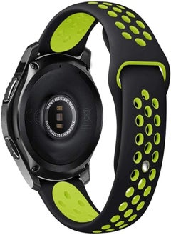 Bikson For Samsung Gear S3 / Galaxy Watch / Huawei GT2 / Fossil Breathable Sport Band Design with Air Holes and Quick Release Pin - Double Colors Strap - Black / Yellow 