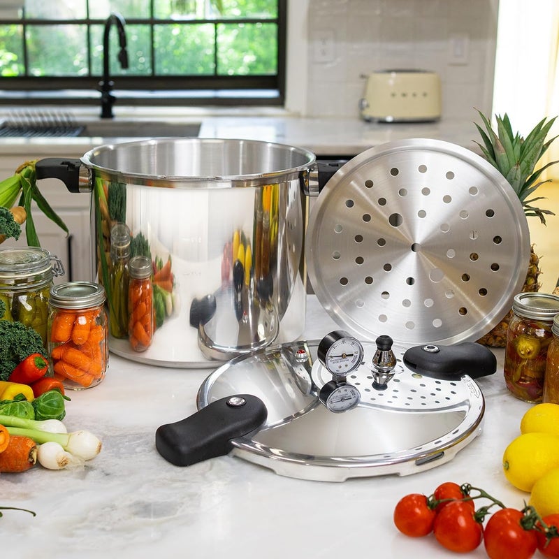 Barton 22-Quart Pressure Canner Pressure Cooker Pressure Gauge with Rack, Induction Compatible, Steam Canner Polished 22 QT Stovetop Pot - Image 2