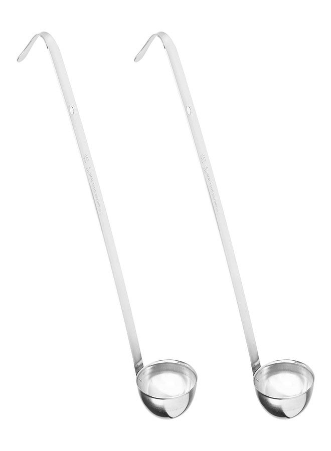 AUXBC 2Pcs 1oz Stainless Steel Soup Ladle, Long Handle Ladles with Pouring Rim for Cooking, Serving Soup, Sauce, Stew, Kitchen - Image 1