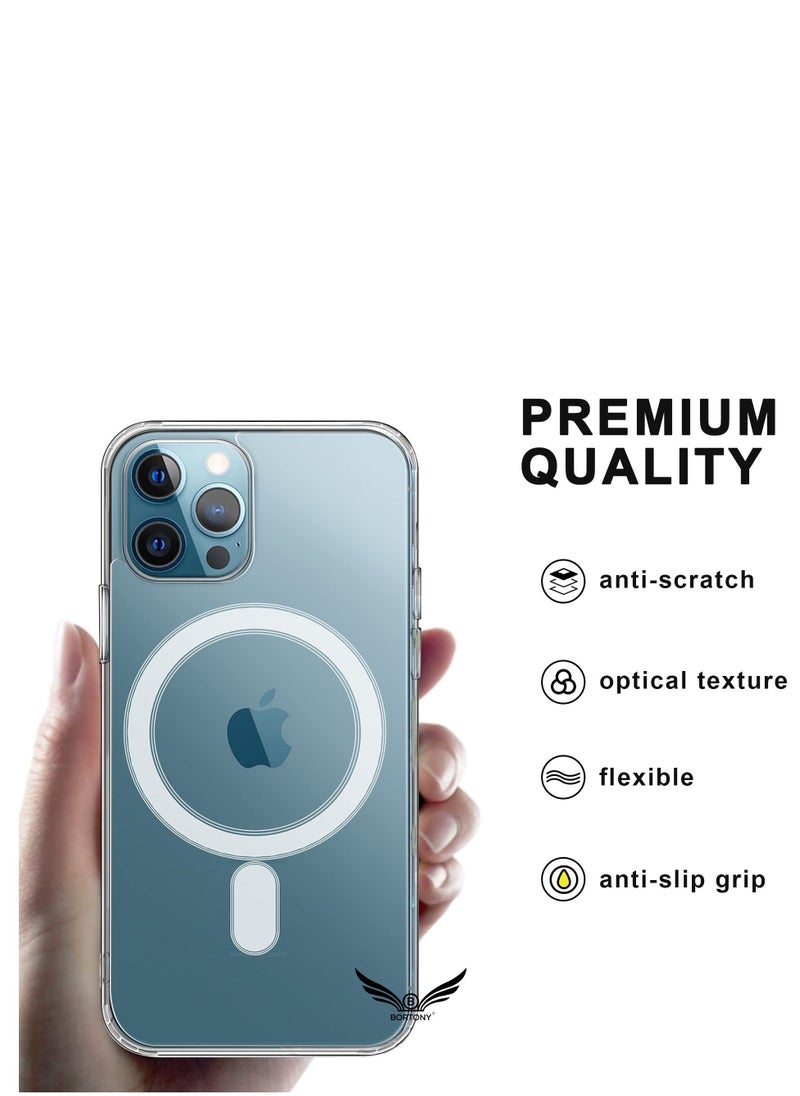 BORTONY - iPhone 14 Pro Magnetic Phone Case, Compatible with Magsafe Charging & Accessories Protective Clear Back Case Cover for Apple iPhone 14 Pro - Image 1