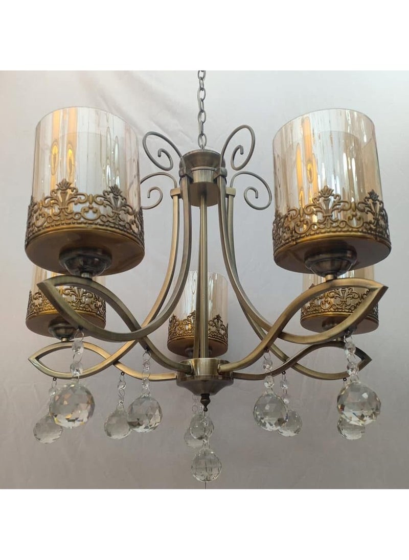 Generic Modern pentagonal chandelier suitable for all decors, gold  - Image 1