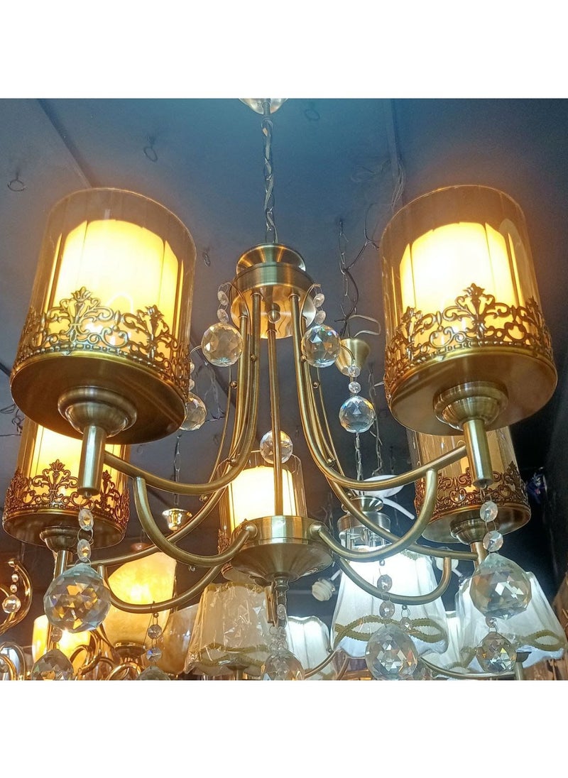 Generic Modern pentagonal chandelier suitable for all decors, gold  - Image 2