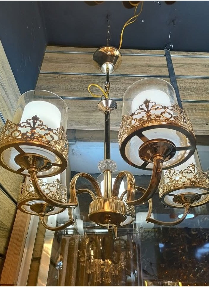 Generic Modern pentagonal chandelier suitable for all decors, gold  - Image 3