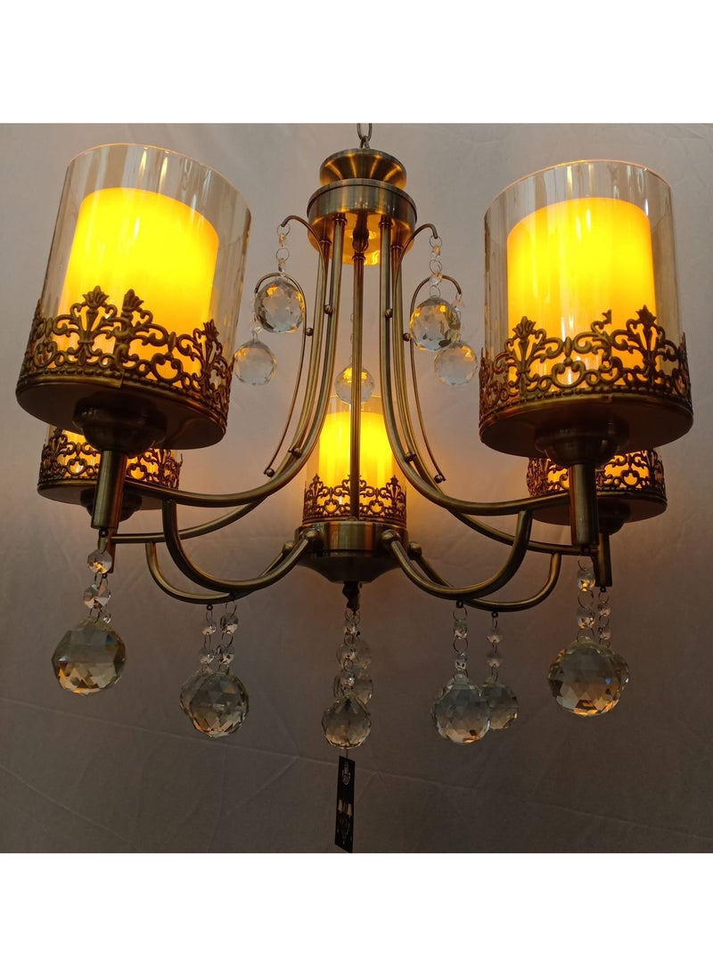 Generic Modern pentagonal chandelier suitable for all decors, gold  - Image 4