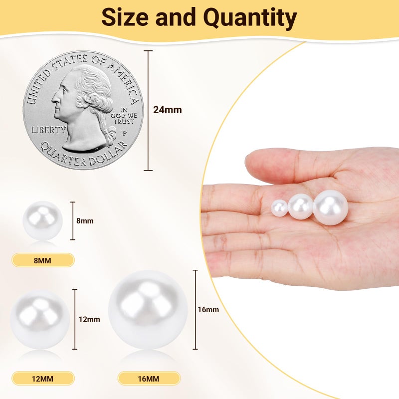 Suream Round Pearls No Holes Makeup Beads 12mm/0.47Inch, 350Pcs Art Faux Beads Filling Vase, Highlight Plastic Pearls for Wedding Centerpiece, Birthday Party, Table Scatter, Home Decoration, White - Image 2