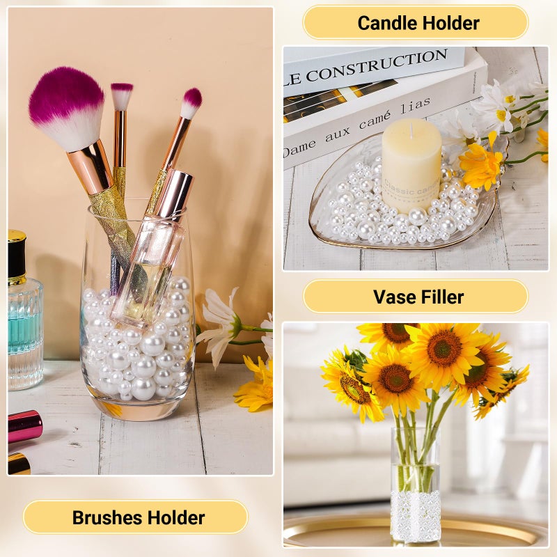 Suream Round Pearls No Holes Makeup Beads 12mm/0.47Inch, 350Pcs Art Faux Beads Filling Vase, Highlight Plastic Pearls for Wedding Centerpiece, Birthday Party, Table Scatter, Home Decoration, White - Image 5