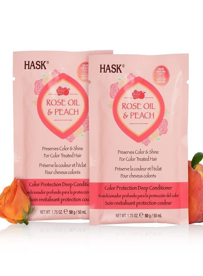 HASK ROSE OIL + PEACH Extra Color Protection Deep Conditioner Treatments for all hair types, color safe, gluten free, sulfate free, paraben free - Pack of 2 - Image 1