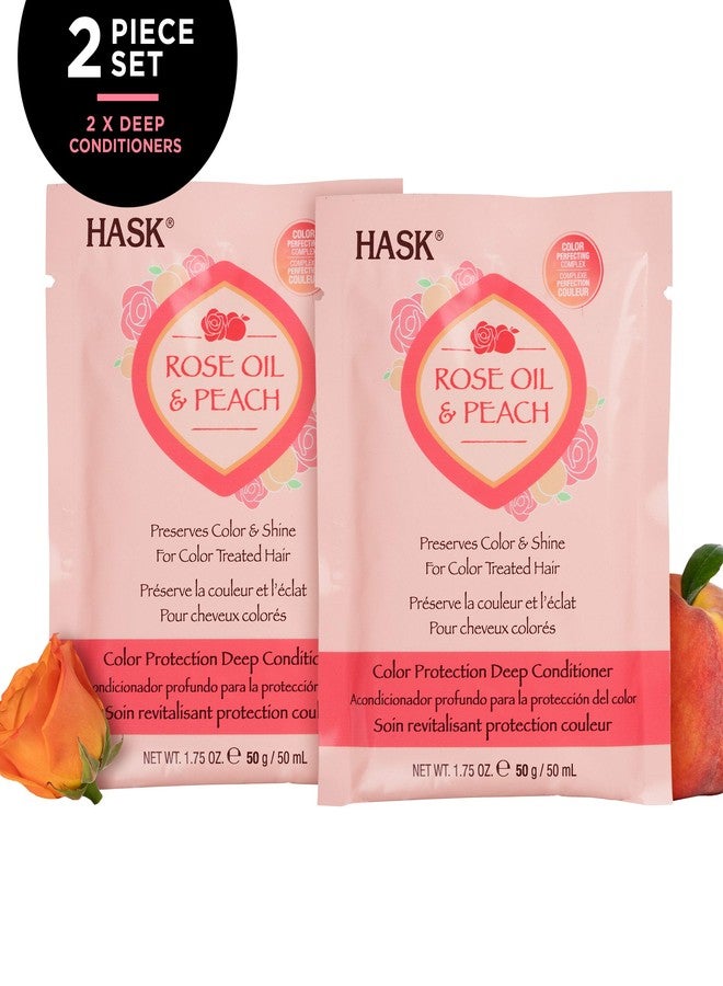 HASK ROSE OIL + PEACH Extra Color Protection Deep Conditioner Treatments for all hair types, color safe, gluten free, sulfate free, paraben free - Pack of 2 - Image 2
