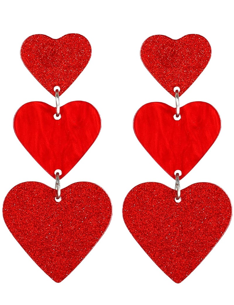 JSLOVFLO Heart Dangle Earrings Acrylic Cute Heart Shaped Earrings for Women - Image 1