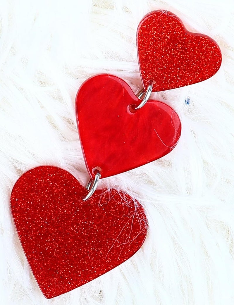 JSLOVFLO Heart Dangle Earrings Acrylic Cute Heart Shaped Earrings for Women - Image 4