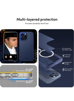 CYRILL CYRILL Spigen Kajuk Mag Compatible with iPhone 15 Pro Max Case (2023) [PC, TPU, PU Leather | Navy]  - Image 4