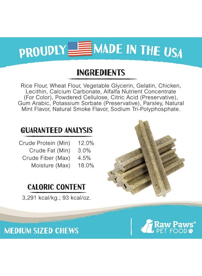 Raw Paws - Raw Paws Dental Chews for Dogs, Medium Size, Mint Flavor, 26-oz. 29 Ct. - Made in USA - Freshen Breath & Fight Plaque & Tartar - Dog Teeth Cleaning Treat - Dog Breath Treats - Dental Sticks for Dogs - Image 1