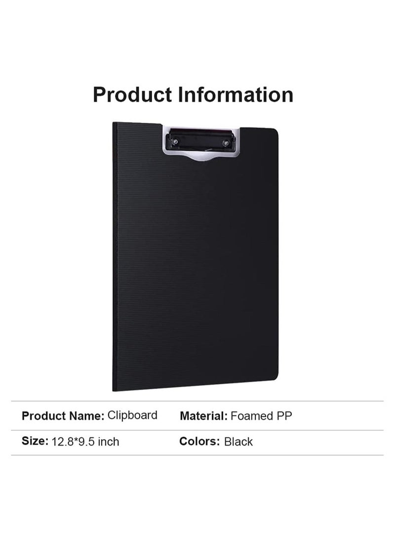Generic Clipboard, Classic Clipboards Plastic Clip Board A4 Folding Document Folder For Office Nursing Teacher Student Stationery Test, A4 Size 9 x 12.5 Inch With Low Profile Metal Clip (Black)  - Image 3