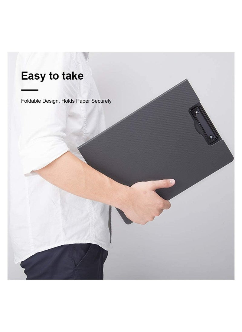 Generic Clipboard, Classic Clipboards Plastic Clip Board A4 Folding Document Folder For Office Nursing Teacher Student Stationery Test, A4 Size 9 x 12.5 Inch With Low Profile Metal Clip (Black)  - Image 5