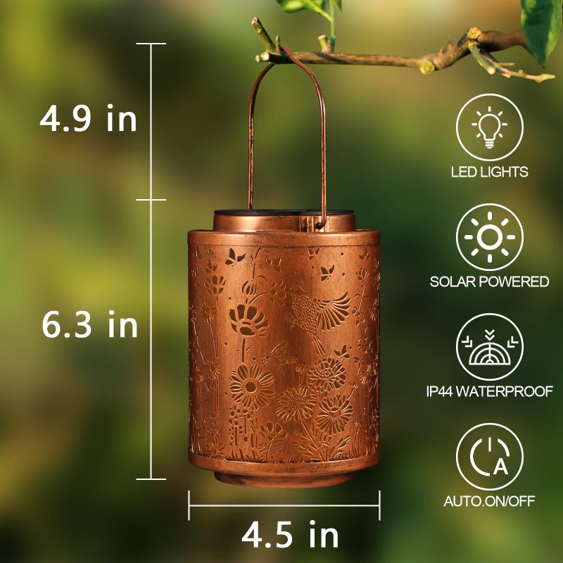 Tepaken Solar Lanterns Garden Decor Birthday Gifts for Women Mon Grandma Metal Hanging Solar Lights Waterproof Outdoor Decoration for Outside LED Lanterns for Yard Patio Lawn (Birds) - Image 5