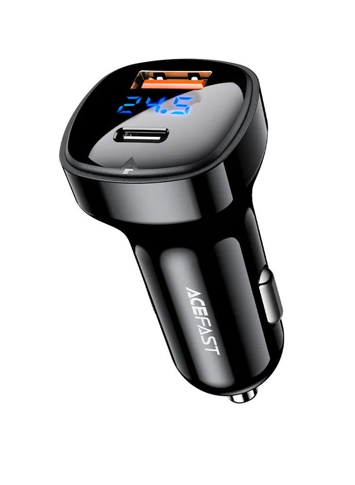 ACEFAST B4 Digital Display USB-C+USB-A Dual Port Car Charger 66W - Image 1