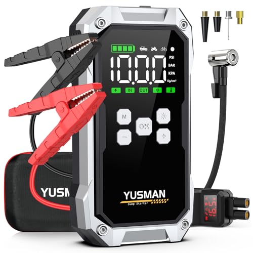 Car Jump Starter with Air Compressor 8000A 150PSI Jump Starter Pack All Gas100L Diesel 12V Battery Jump Starter with Display Smart Jumper Cables 2 LED Light