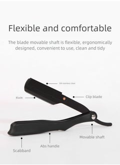 GUTCHE Men's Razor, Old Style ABS Stainless Steel Folding Razor for Shaving, Eyebrow Trimming, Face Trimming, Suitable for Beauty Salon and Home  - Image 4