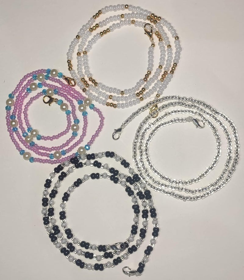 FEMEO new Face Mask Glass Beaded Lanyards With Box Mask Necklace Holders Eyeglass Beaded Chains Stylish Mask Lanyard Anti-Lost Strap for Women Men Kids 23 inch (SET OF 4) - Image 1
