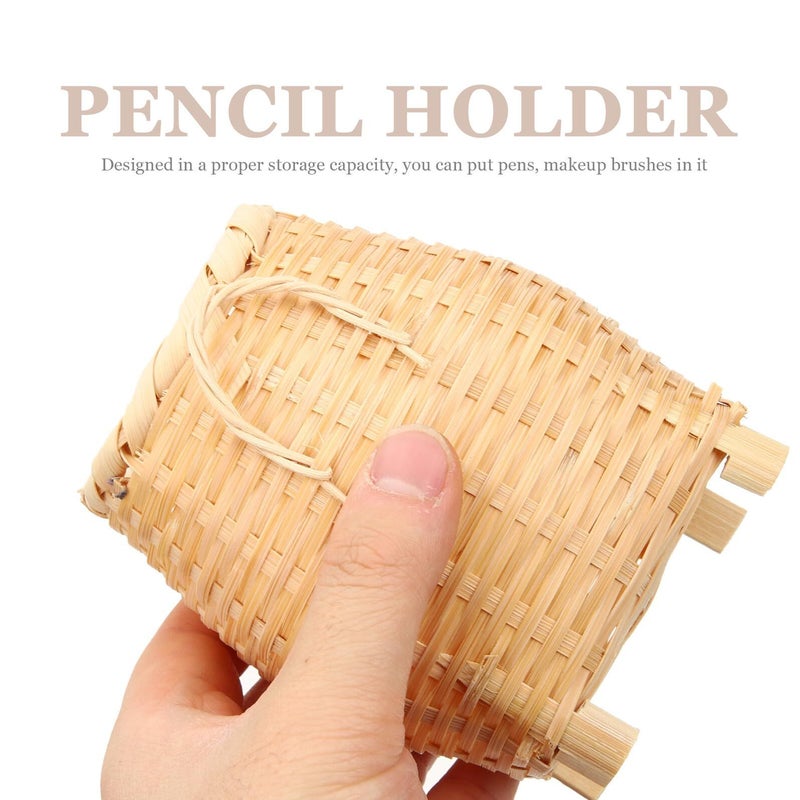 Woven Pen Holder Desk Organizer Rustic Brush Cup Pencil Storage Office Home - Image 4