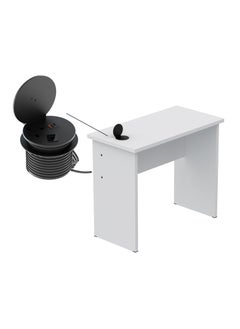 Mahmayi Mahmayi White ST Study Table for Home Schools 90 cm with 51-1H Round Desktop Power Module with USB Slot for Office Desk - Black  - Image 1